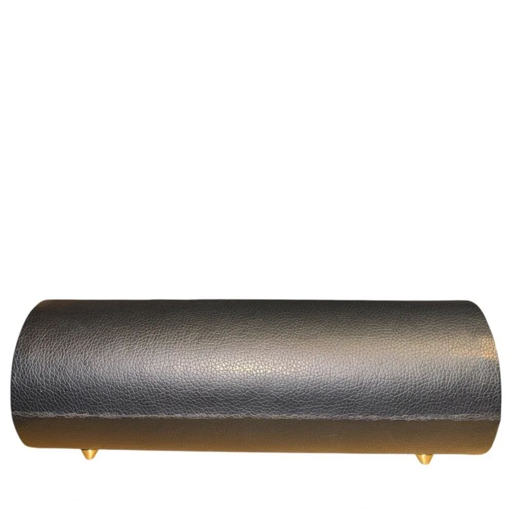 Kestrel Black Vegan Leather Makeup Brush Holder Case Gold Bird Influencer Trend